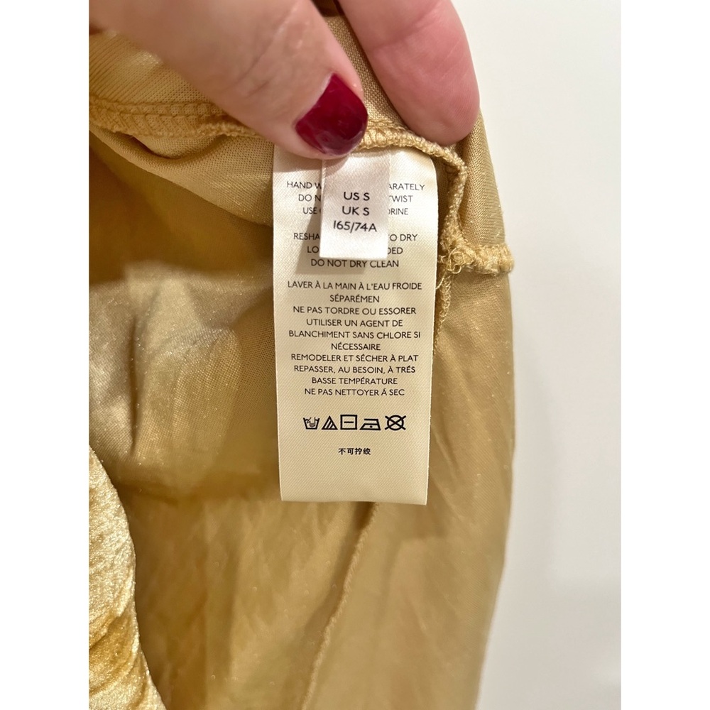 Free People Noa Velvet Slip Skirt in Gold - Picture 8 of 9